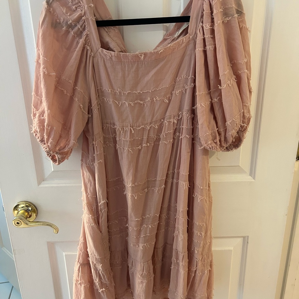 Altar'd State Pink Puff Sleeve Mini Sundress
